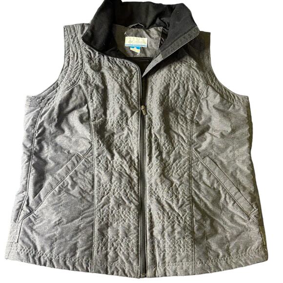 Columbia 1X Quilted Hooded Vest Gray Zip Pockets Thermal Layer Outdoor Hiking - Picture 9 of 14